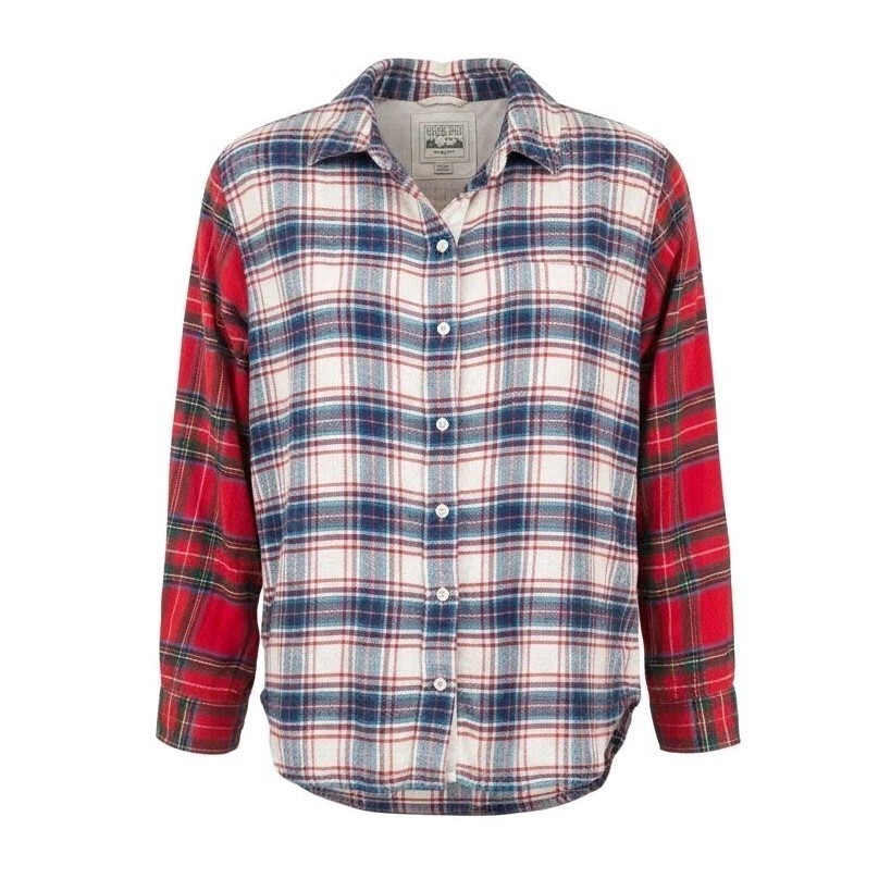 American Eagle Multicolor Plaid Patchwork Boyfrie… - image 1