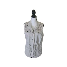 Liz Claiborne Sleeveless Taupe Vest 4 Pockets Vest Size 10