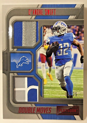 D'andre Swift 2022 PB Double Moves RED 3 COLOR patch ssp 9/25 LIONS EAGLES Bears