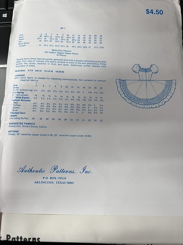 Vtg Authentic Patterns Inc. Square Dance Dress #323 Uncut Size 5-7-9 - Picture 3 of 7