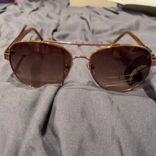 French Connection Brown Gold Aviators Womens Sunglasses 100 UVA-UVB FW0719