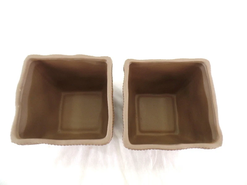 Töpfe 2 Übertöpfe 13 cm Hoch hellbraun quadratisch Pflanzen Dekoration - Bild 2 von 4