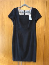 BNWT Marks & Spencer M&S Charcoal Square Neck 60s Shift Office Work Dress UK 14
