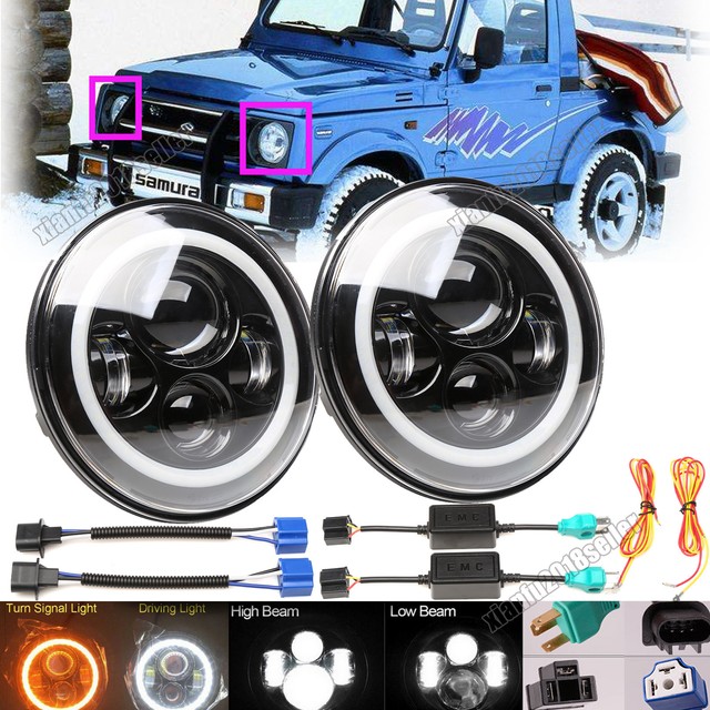 7"inch LED Headlights Hi/Low Beam DRL Headlamps For Suzuki Samurai