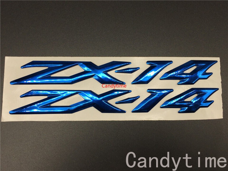 Blue Fairing Fuel Tank Badge Emblem Decals For Ninja ZX-14 – Set Of 2