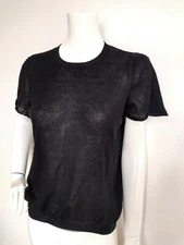A.P.C RUE MADAME PARIS knitted top size S -USED ONCE-100%cotton black short slee