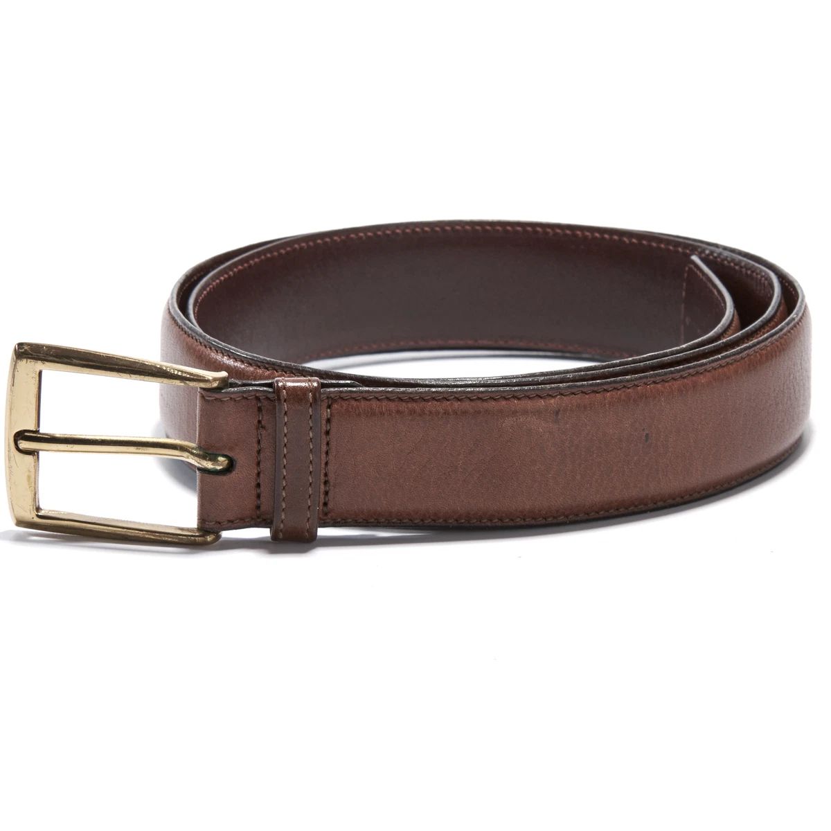 Dooney Bourke Belt 34 Chestnut Brown Leather Brass Hardware USA