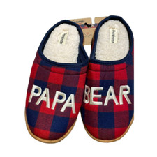 New Men's Dearfoams Papa Bear Plaid Christmas Slippers Size Sm 7/8