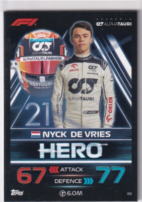 Topps F1 Turbo Attax 2023 Formel 1 Karte Nr. 88 Nyck de Vries Hero