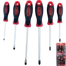 6pc Magnetic Soft Grip Slotted Flat Phillips Screwdriver Set 75mm - 150mm DT6550