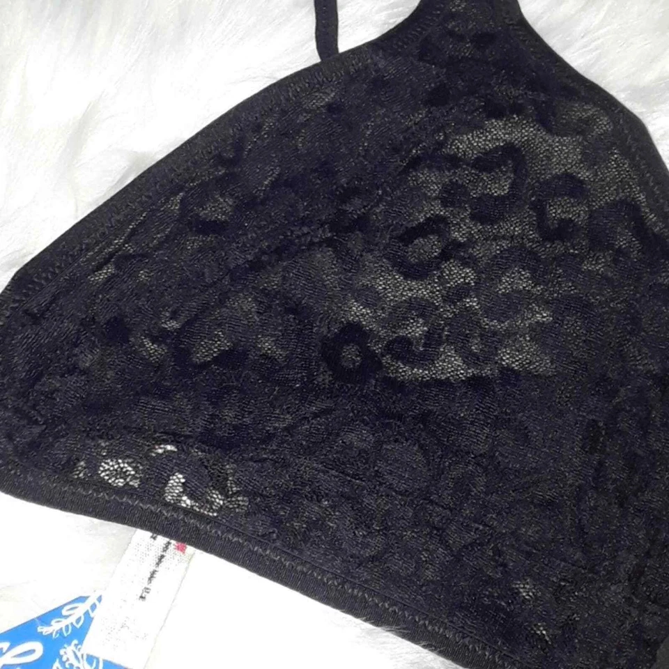 Free People Women's Small Toni Leopard Mesh Bralette Black - Image 3 of 4