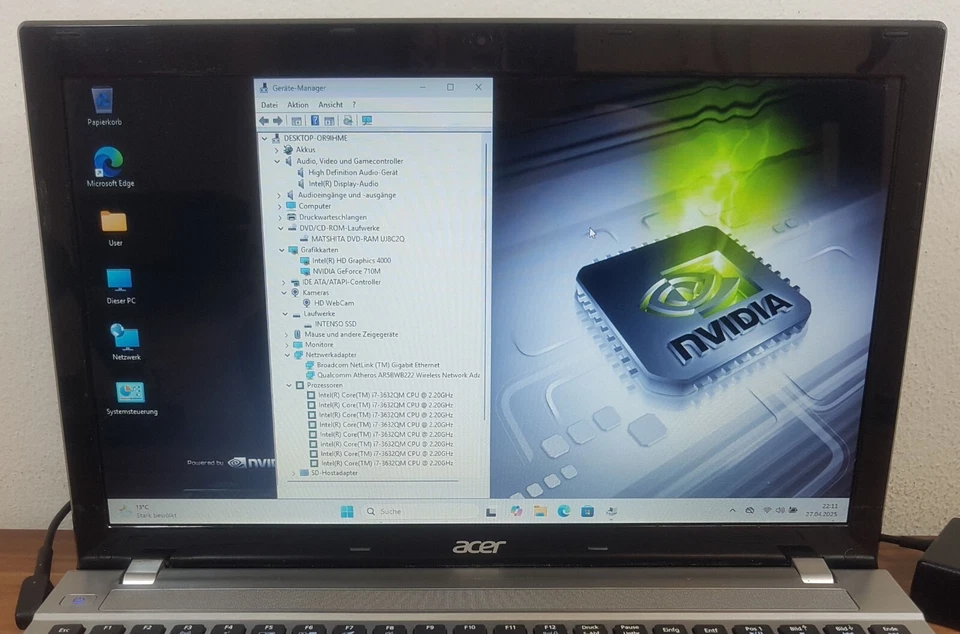 Gaming Acer Aspire V3-571G i7-3632QM Quad Core 8GB 256GB SSD nVidia GeForce 710M - Bild 3 von 4