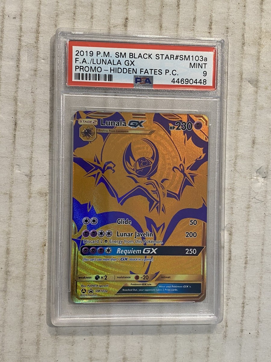 2019 P.M. SM Black Star #SM103a F.A. /Lunala GX PSA 9 Promo-Hidden