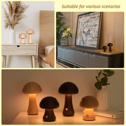Mushroom Table Lamp, Small Dimmable Table Lamp with Hand-Blown Glass Shade and C - Picture 3 of 6