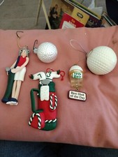 Lot of 5 golf theme Christmas Tree Ornaments - see photos