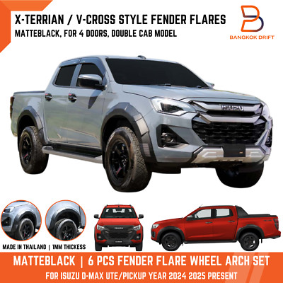 Matte Black Fender Flares Wheel Arch V-Cross Fit Isuzu D-Max Pickup 2024 2025