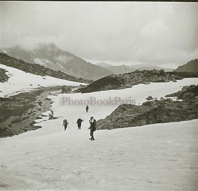 Snow Mountaineers Pyrenees France Photo Stereo PL59L5n71 Glass Plate 