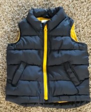 Old Navy Toddler Puffy Vest - 12-18 Months - Yellow and Navy Blue