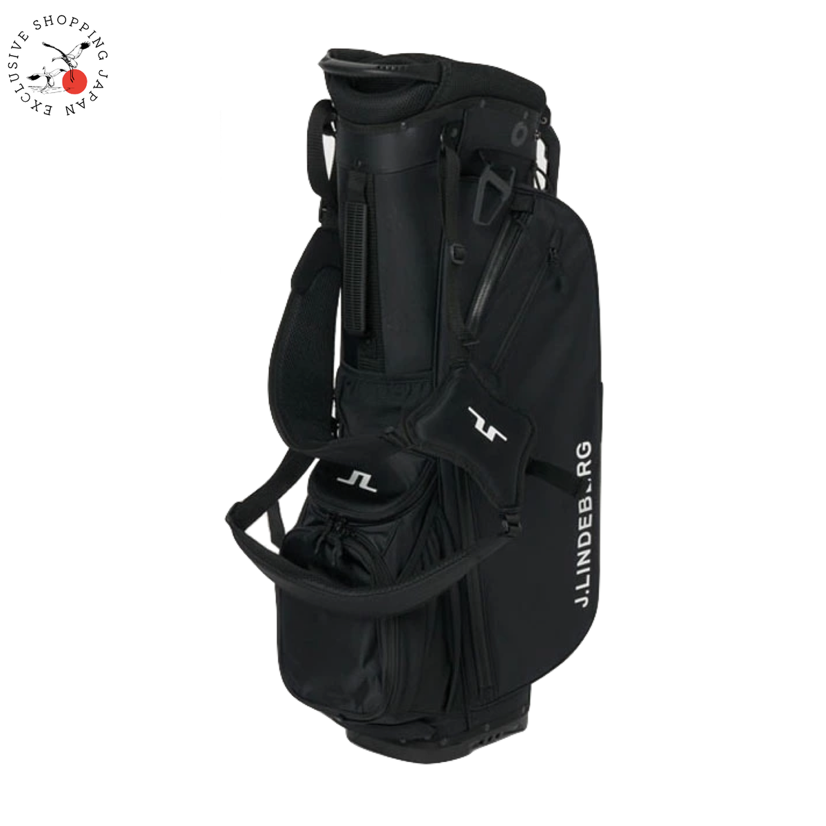 J.LINDEBERG ブラックゴルフバッグ J.LINDEBERG Golf Carry Stand Bag 9 x 47