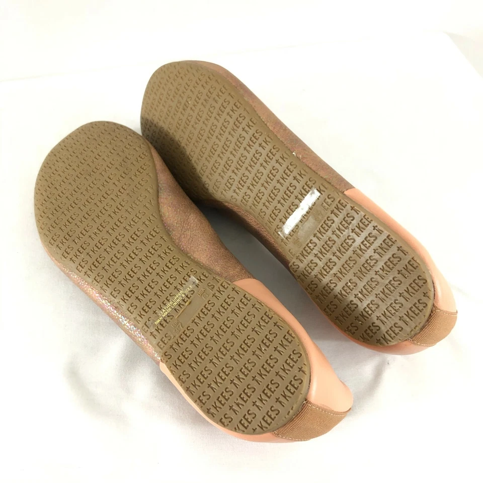 Tkees Womens Ballet Flats Slip On Leather Iridescent Brown Beige Size 6 - Image 4 of 4