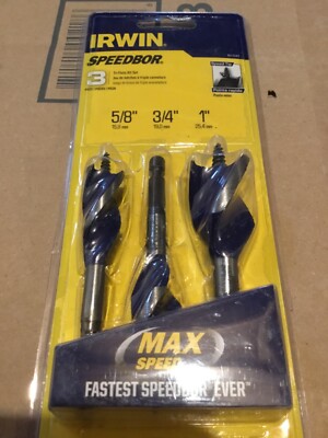 IRWIN #1877241 SPEEDBOR 3 PCS. TRI-FLUTE BIT SET 5/8  ,3/4 & 1  BRAND NEW