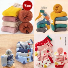 5 Pairs Baby Toddler Kids Boys Girls Thick Warm Cartoon Cotton Plush Soft Socks