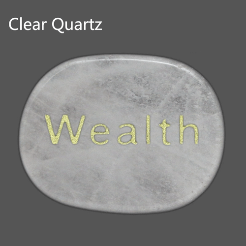 Engraved Stone, Inspirational Positive Word "Wealth" Palm Stone Pocket Stone - Picture 8 of 24