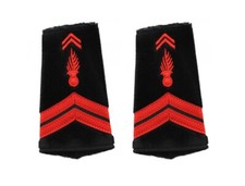 FOURREAUX D'EPAULE - Grade "Caporal" soie rouge sur velours (Sapeurs Pompiers)