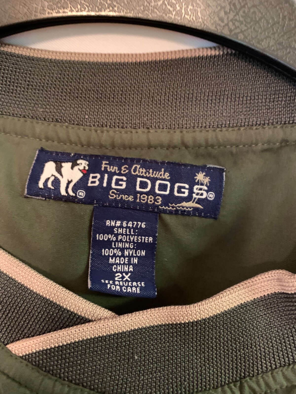 Big Dog Golf Jacket Vintage Olive Green Men's sz 2XL … Gem