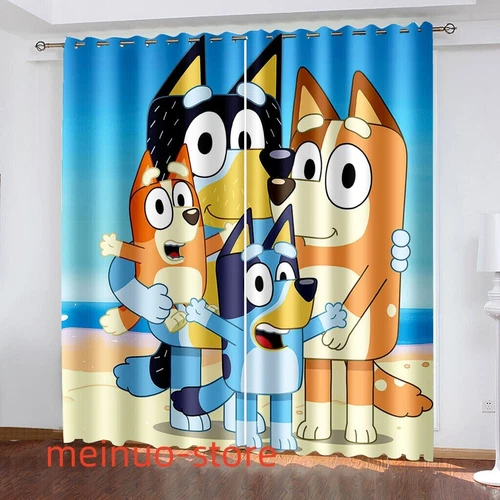 3D Bluey Dog Cartoon Made par grueso oscurecimiento térmico cortina ojal DE - Imagen 2 de 4