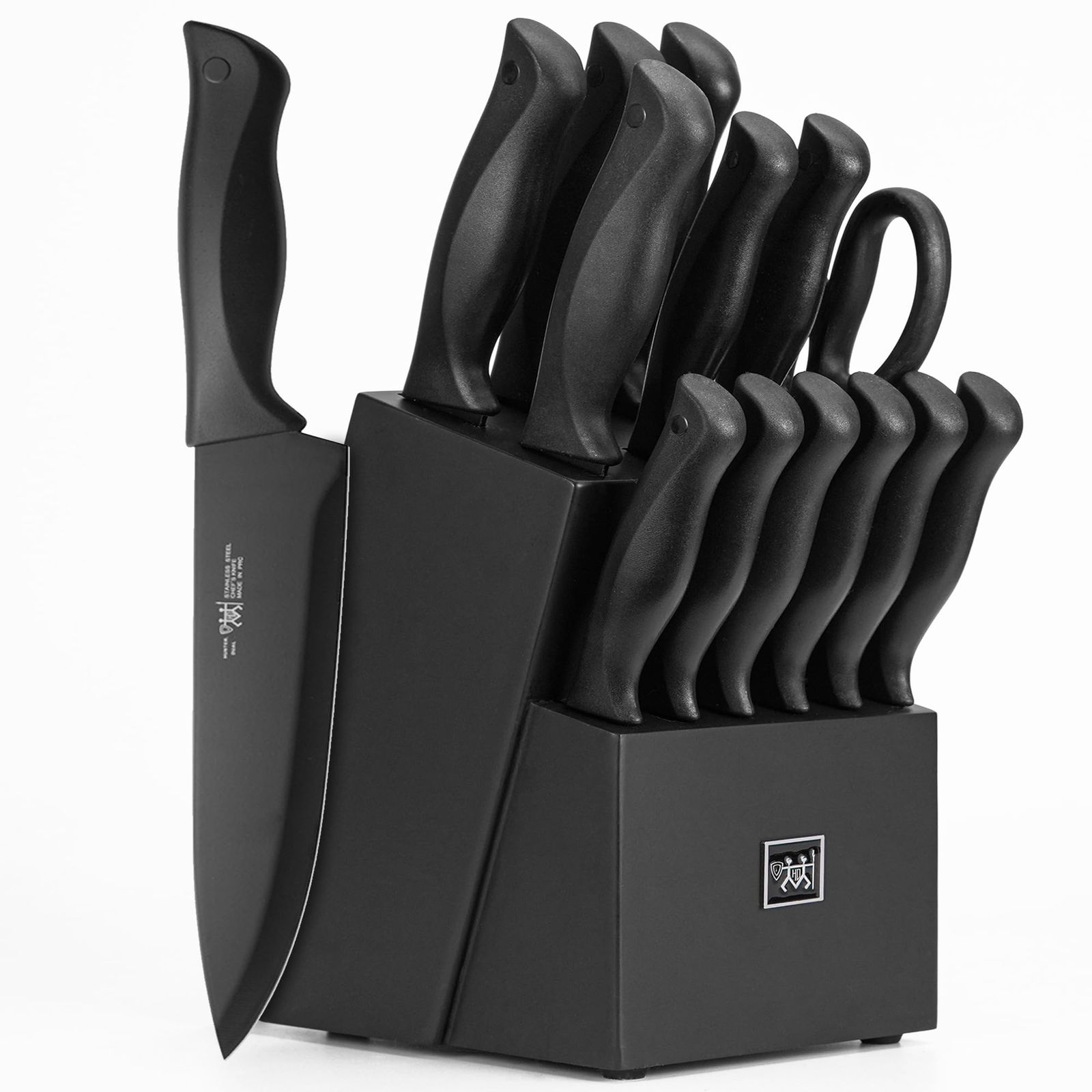 Knife Sets for Kitchen with Block, HUNTER.DUAL 15 Pcs Kitchen Knife Set with ...-image