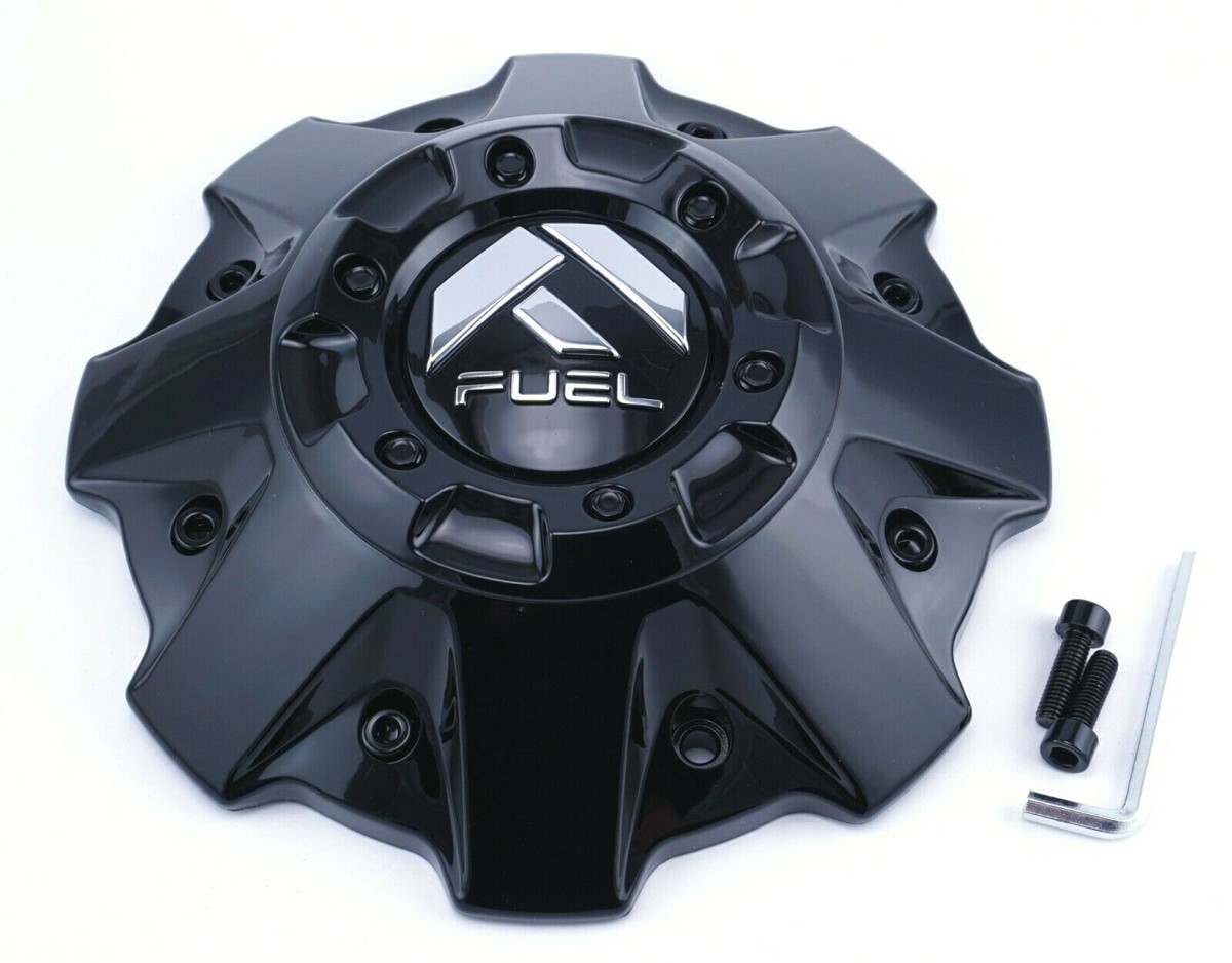 4 Fuel Gloss Black &Black Screws 5/6/8 Lug Wheel Center Caps 1001