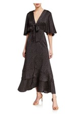 Alexis NWOT Kasany Blue Polka Dot Flowy Neck Tie Flutter Sleeve Midi Dress