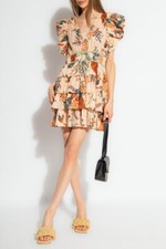 Ulla Johnson Marni Floral Ruffled Mini Dress In Egret Rose Size 2 V-Neck Layered