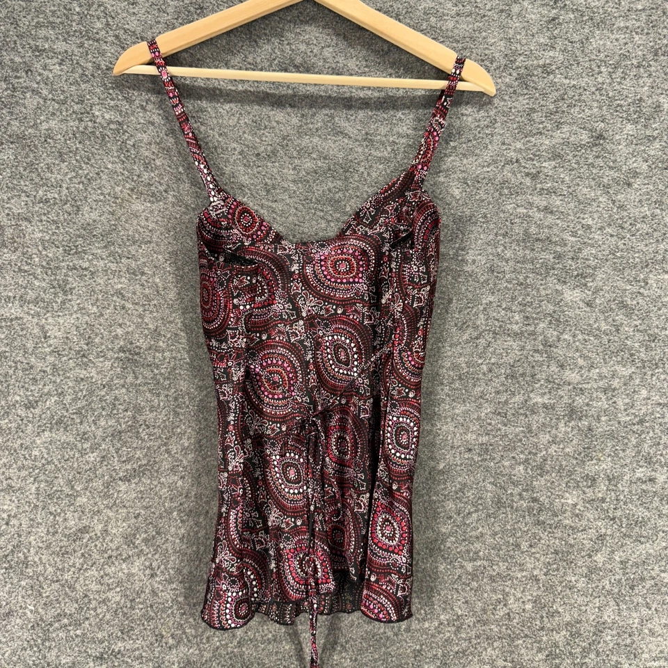 Moda Bug Top Mujer M Mediano Negro Geométrico Cuello en V Sin Mangas Correa de Espagueti Foto 2 de 4