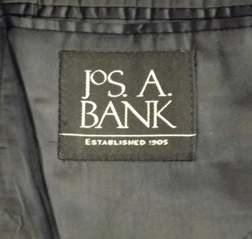 Jos. A. Bank Suit 48L Black Chalk Stripe Wool 44x30.5 Pleated Pants 2 Buttn - Image 4 of 4