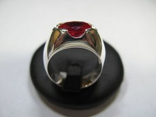 MENS SYNTHETIC RUBY CLAWS 925 SILVER CRAFTSMANSHIP BAND RING