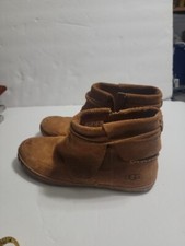 UGG Boots Womens Reid Ankle Booties Brown Suede Moc Toe Side Zip Size 9