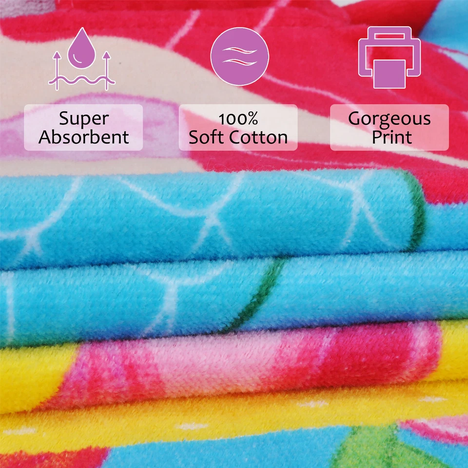 Kids Hooded Poncho Bath Beach Pool Towel Children Soft Microfiber Bath Robe US - Image 4 of 4