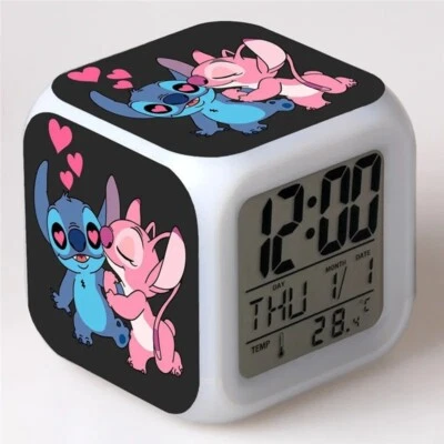MARKENLOS Orologio Sveglia Disney Bambini Lilo Stitch Blu Regalo Ragazza Ragazzo Cartone Anime