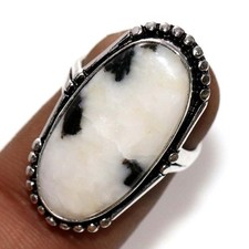 White Buffalo Turquoise 925 Silver Plated Ring US 7 Amazing Gift Trendy GW
