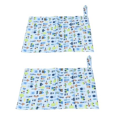 B21 2x Cloth Diaper Wet Dry Bags Waterproof Reusable With Two Zippered Pockets T