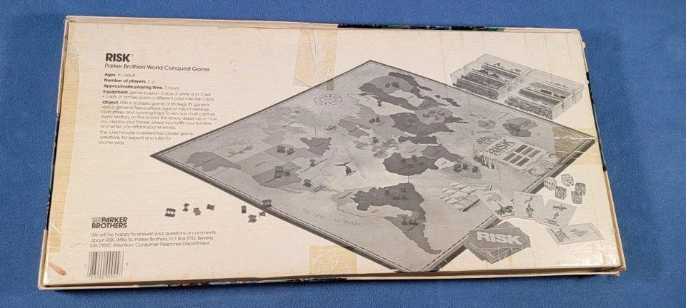 Juego de mesa Risk clásico Parker Brothers años 80 mayormente completo con piezas y cartas Foto 3 de 4
