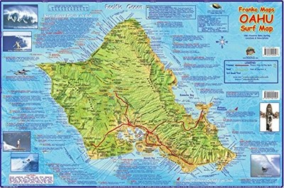 OAHU HAWAII SURF GUIDE SURFING MAP FRANKO MAPS LAMINATED By Franko Maps Ltd. NEW