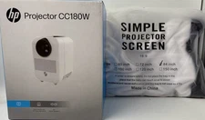 #HP CC180W Portable HD Projector, Screen, Power Bank, WIFI w/Bluetooth, Remote