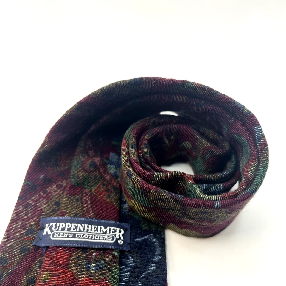 Tapeçaria marrom terrosa gravata de lã/rayon Kuppenheimer vintage 3-3/4" x 60-1/2" de comprimento - Imagem 2 de 4