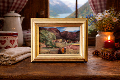 NORWEGIAN Porsgrund Framed Art Tile Midnight Summer by Nikolai Astrup