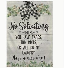 Garden Flag 12x18in Burlap Double-sided No Soliciting Funny