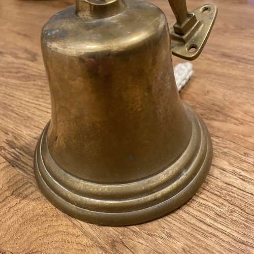 Vintage Mountable Wall Brass Bell with Braided Rope Pull 2.4 Lbs Great Sound - Picture 9 of 16