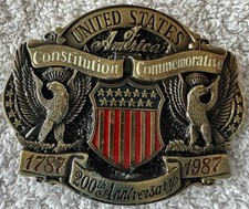 1987 US Constitution Bicentennial Limited Edition Belt Buckle Great American NOS